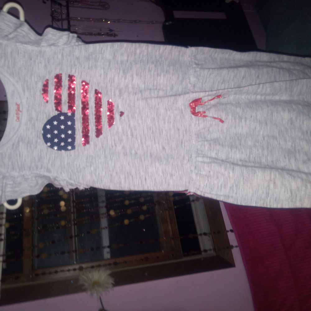 Gray Dress with American Flag Heart Design